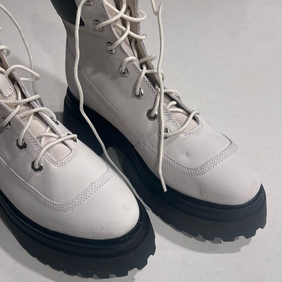 NEW Timberland SKY 6 Inch Lace Up‎ Platform Boots White Nubuck Size 8 Leather - Picture 6 of 10